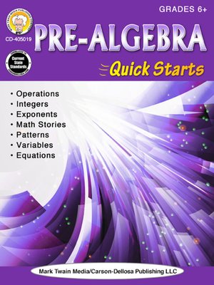 cover image of Pre-Algebra Quick Starts, Grades 6--12